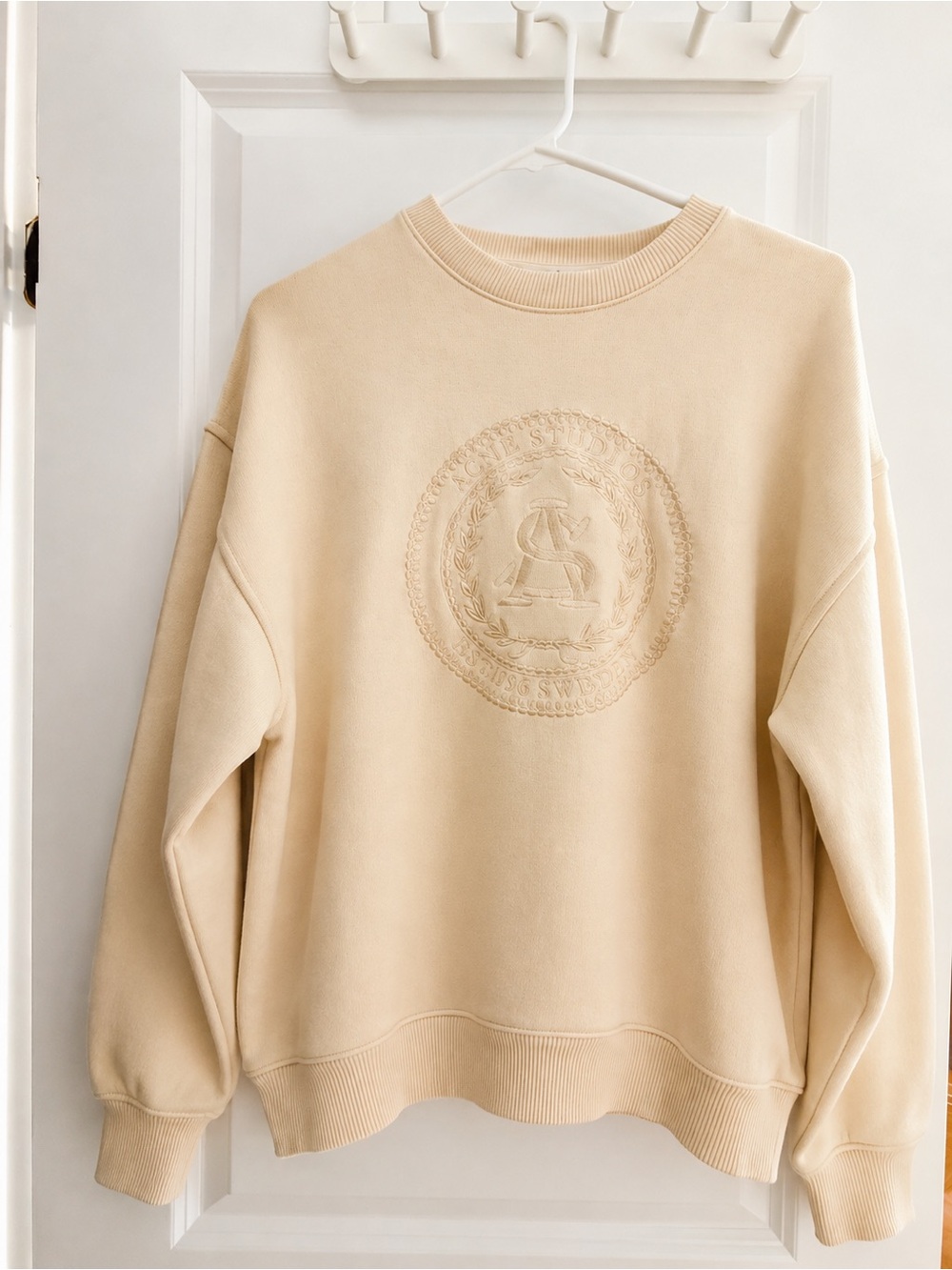 Acne Studios Cream Embroidered Crewneck Sweatshirt